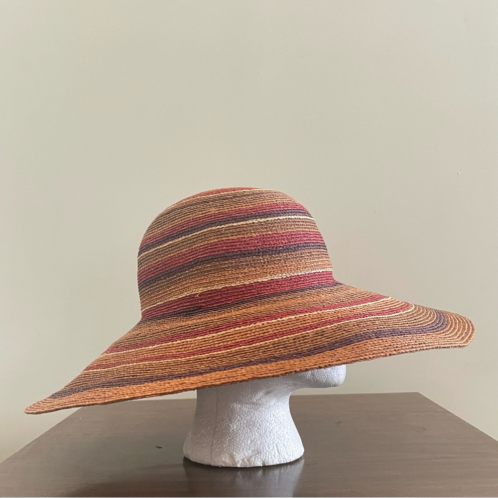 SOLD Helen Kaminski Hat Wide Brim Sun Raffia Womens Multicolor Summer Beach - Picture 3 of 15